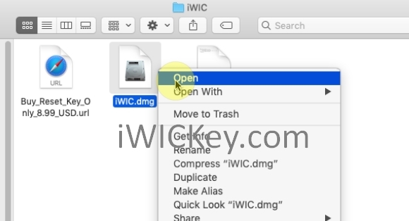 Open iwic.dmg file