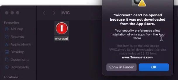 Fix wicreset can’t be opened on MacOS